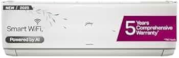Godrej 1.5 Ton 3 Star (5 Years Comprehensive Warranty) 5-In-1 Convertible Cooling Inverter Split AC (Copper, Model, Heavy Duty Cooling at 52 °C, AC 1.5T EI 18A3T PYA IVBL IOT, White)