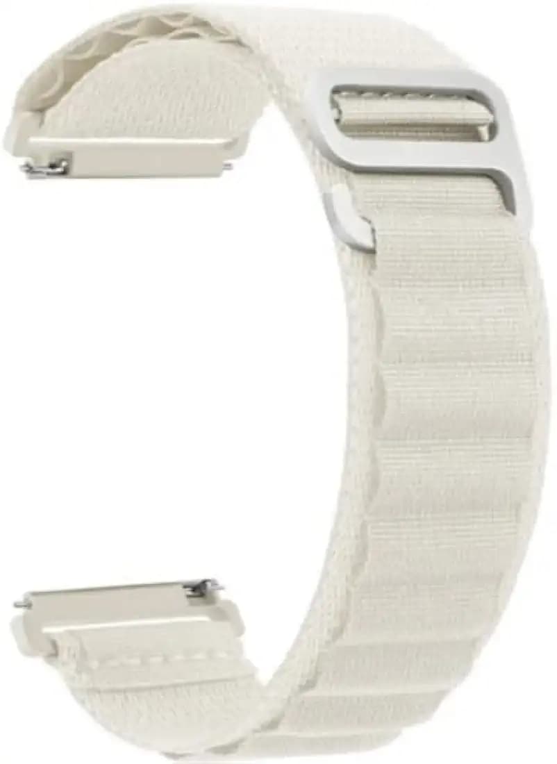 Smart Watch Strap 20mm Nylon Loop Compatible with Amazfit Active 2 Round Premium Edition Smart Watch - Sports Hook Band - White