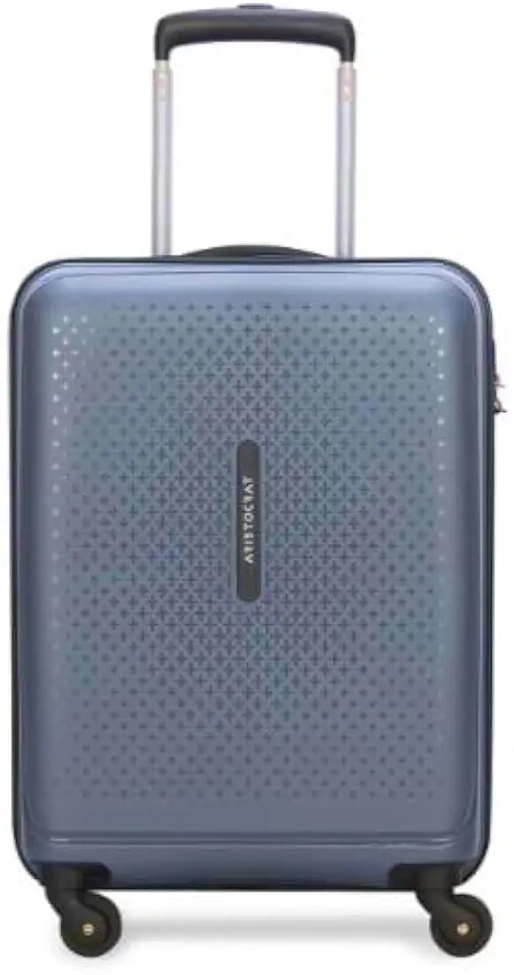 Aristocrat Cabin 55 Cm(Small) 4 Wheels Trolley Bags for Travel Hard Case Luggage, Lightweight Bag with Combination Lock & Robust Trolley with 5 Years Warranty (Blue)