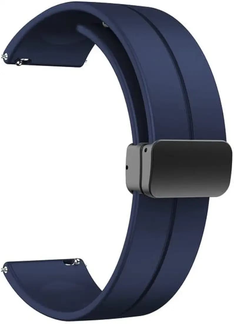 AONES 22mm Silicone Belt Watch Strap Magnetic Folding Buckle Compatible for Razer X Fossil Gen 6 Smartwatch Band Blue