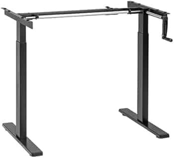 JIN OFFICE Vertex Manual Height Adjustable Table| Adjustable Desk with Hand Crank| Sit Stand Desk| Ergonomic Table for Home Office, 3 Year Warranty (Only Black Frame, No Table Top)