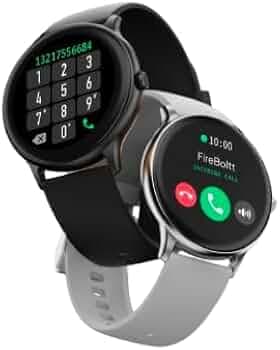 Smart Watch with Bluetooth Calling, Digital Dialer, Round Display, Black and Grey Straps