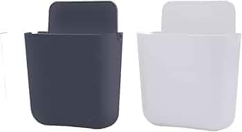 Primelife Plastic 2 Pcs Wall Mount Remote Control Holder,Media Organizer Storage Box,Mobile Phone Holder for Bedside Table Bedroom - Multicolour (Phone Holder)(2),10 x 10 x 10 Centimeters,Multicolor