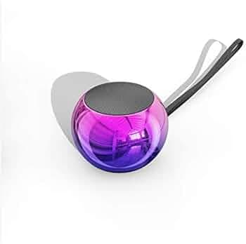 TWS Wireless Portable Small Bluetooth Speakers with Big Sound, Wireless Stereo Pairing, Metal Enclosure, IP65 Splashproof, Minimalism Design, Nylon Lanyard for Echo Dot/Smartphone (Round)