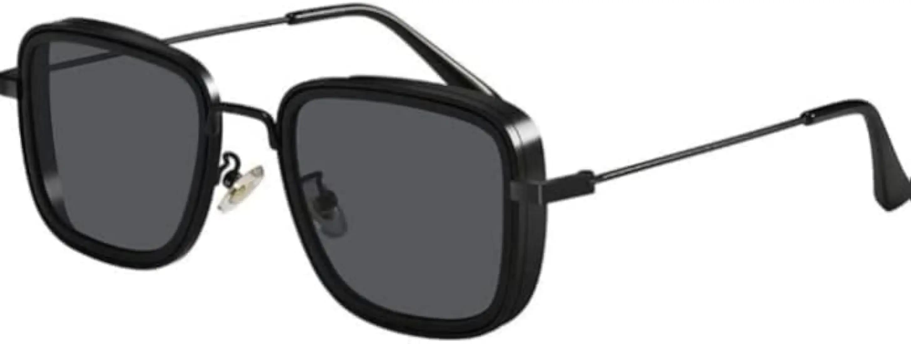 Metal Frame Sunglasses Kabir Singh carryminati Sunglasses for Men and Women Black Lens Black Frame Unisex Sunglass