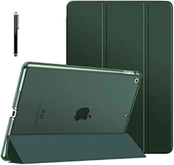 ProElite Faux Leather Smart Flip Case Cover for Apple iPad 10.2" 9th Gen (2021) / 8th Gen / 7th Gen with Stylus Pen, Dark Green