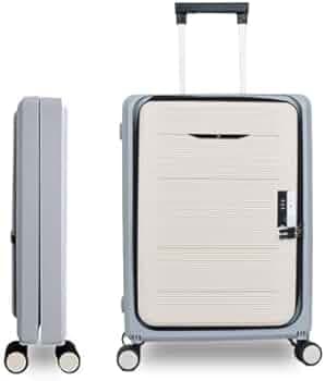 Kuber Industries Plastic 20 Inch Collapsible Hard Shell 8 Wheels Spinner Trolley Luggage Bag for Travel - Lightweight Suitcase - Khakhi Gray, Small, 56 cm