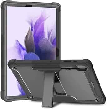 3 Layer Armor case Cover with Kickstand for Samsung Galaxy Tab S9 FE Plus/Samsung Galaxy Tab S9 FE+ (12.4 Inch, 2023 Modal) with S Pen Holder, Black