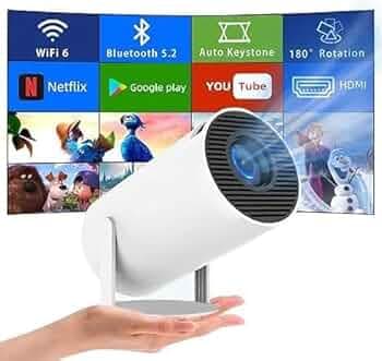 Vibes Cinema Smart Projector | Netflix, Prime & YouTube Built-in | 4K 1080P Full HD | 10000 Lumens | Android 11 | WiFi 5G | 180° Auto Keystone | Works with TV Stick, Phone, Laptop