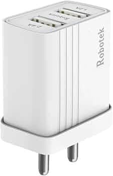 12W 2.4A Dual USB Port Fast Wall Charger Adapter with USB to 8 Pin Compatible for iOS Devices - Travel Fast Charging Power Adapter for Mobile Phones & Tablets (White, Cable Included)