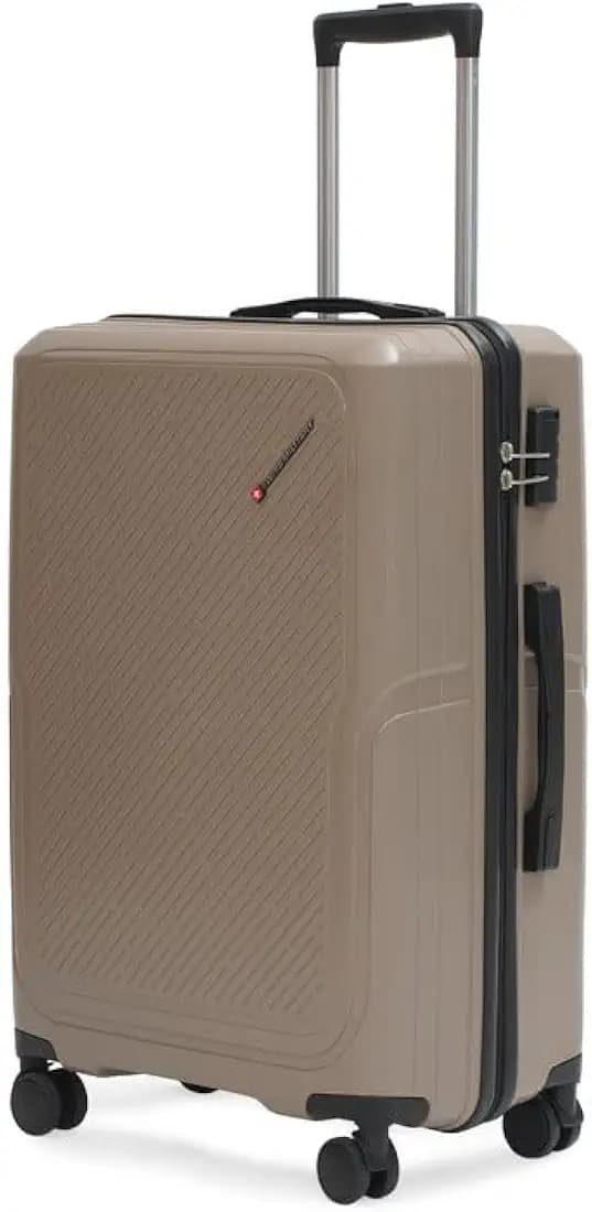 SWISS MILITARY Calvin Beige Hard 76CM Luggage Trolley, 360° Rotating Wheels, Durable Polypropylene, 3-Dial Combination Lock, Ultra-Lightweight Travel Suitcase, Large Storage, Check-in Bag