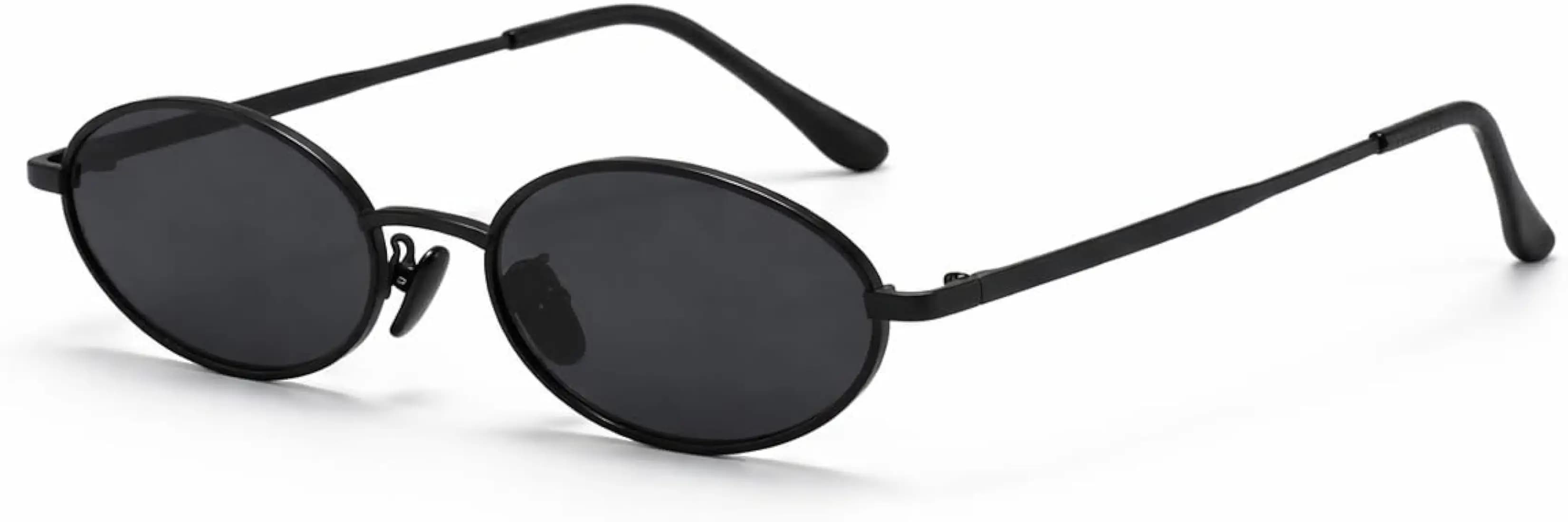 Retro Vintage Small Oval Sunglasses, Metal Frame, Old Money Style, UV Protection, for Men and Women