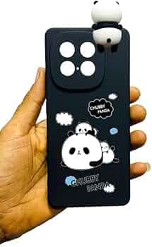Charvi Collection Ltd Chubby Panda Phone Case for Vivo iQoo Neo 10 5G, Black Flexible Cover with 3D Panda Design