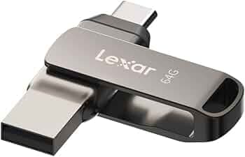 Lexar Pen Drive 64GB D400 Dual Type-C and Type-A USB 3.1 Flash Drive, up to 130MB/s Read for Storage Expansion and Backup Metal Housing Swivel Design Thumb Drive (LJDD400064G-BNQIG