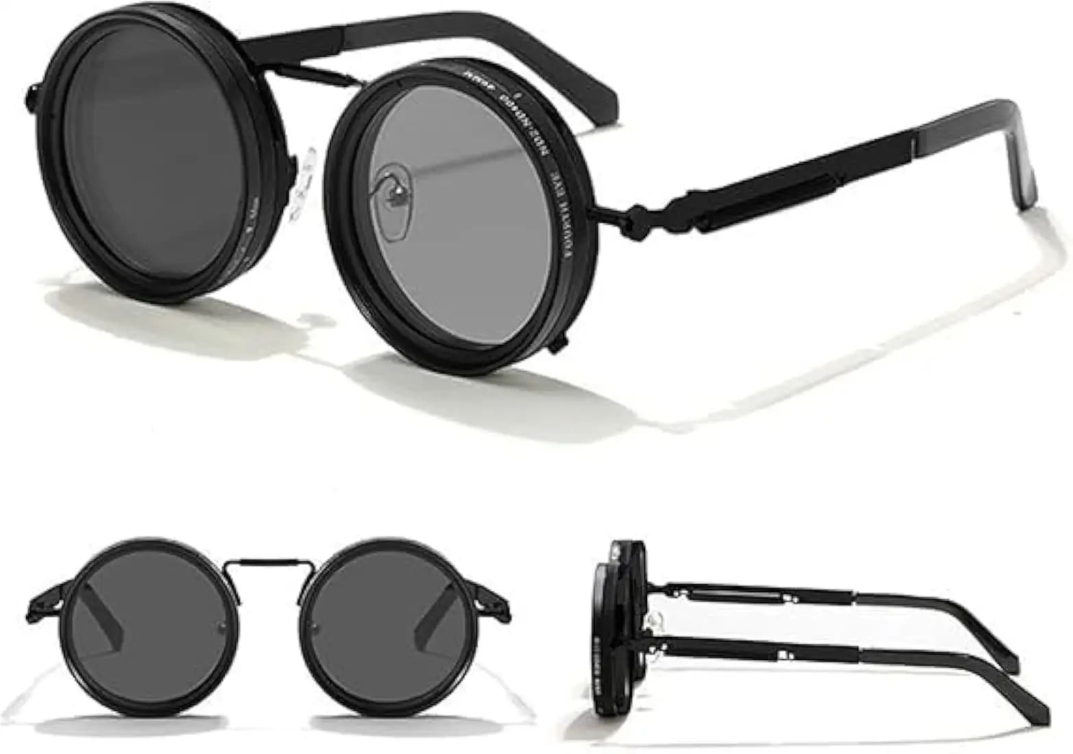 1-9 Gears Adjustable Sunglasses Twist Round SunglassesAdjustable Brightness ND Filter Lenses Unique and Stylish Eyewear for Outdoor and Driving