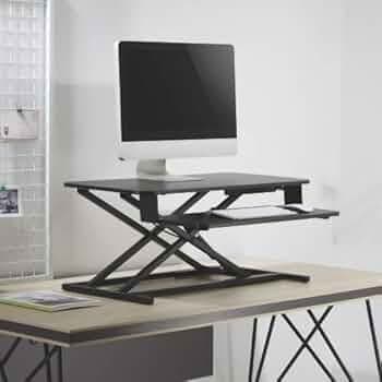 JIN OFFICE Sit Stand Desk Converter| Large Size 80 * 40CM Top| Premium Hydraulic Gas Spring Height Adjustable Standing Desk Converter| 1 Year Warranty | to be Placed on Top of The Desk| Standing Desk