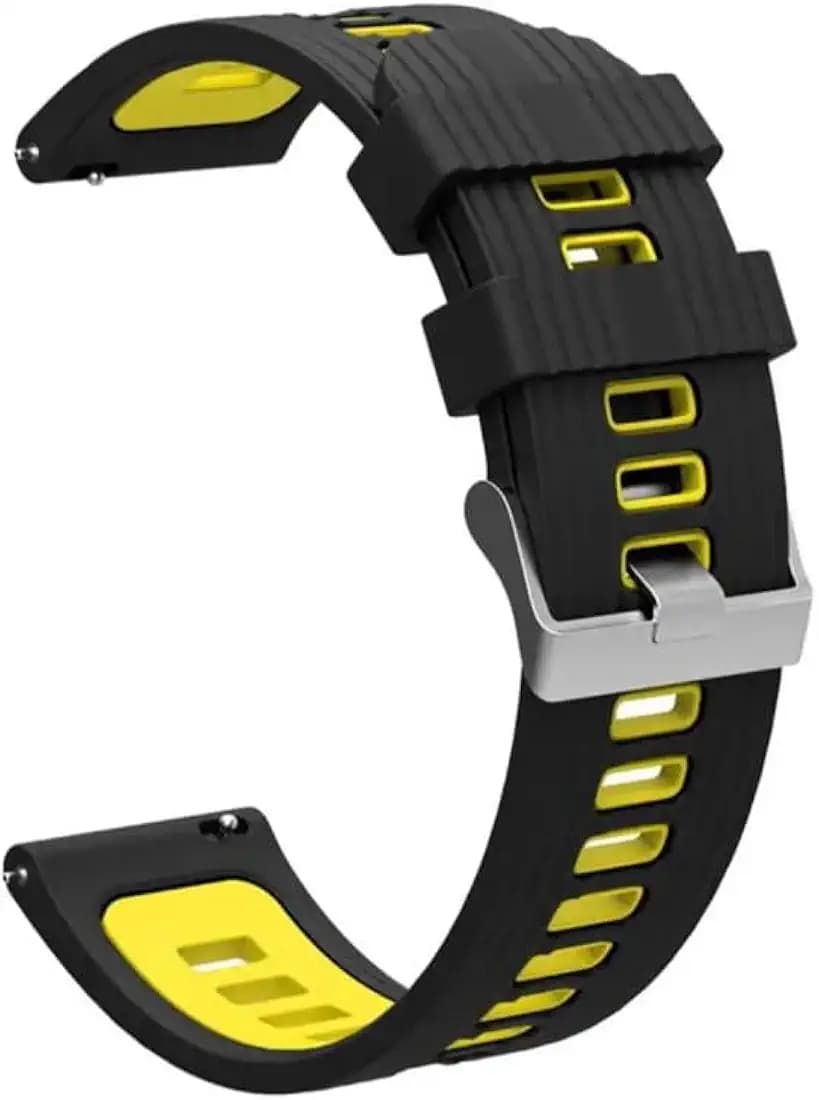 Colorcase Smart Watch Strap 20mm Silicon Dual Tone Compatible with Boat Wave Fit Smart Watch - Dual Tone Band - Black Yellow