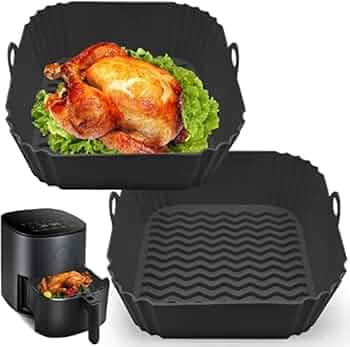 2 PCS Square Air Fryer Silicone Liners, 8 Inch Food Grade Reusable Heat Resistant Silicone Air fryer Pots Inserts Baskets Bowl Accessories for COSORI Instant Vortex 4 to 7 QT Air Fryer Oven Microwave