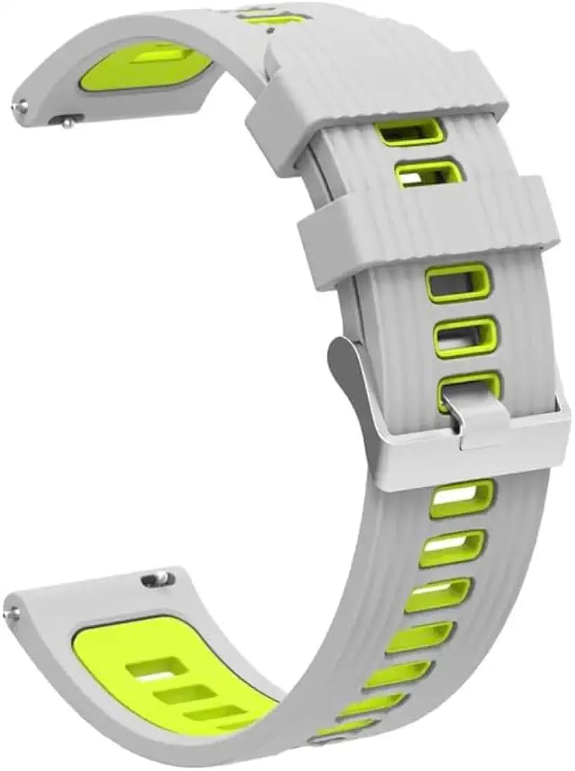 Colorcase Smart Watch Strap 20mm Silicon Dual Tone Compatible with Amazfit Active 2 Round Premium Edition Smart Watch - Dual Tone Band - Grey Green