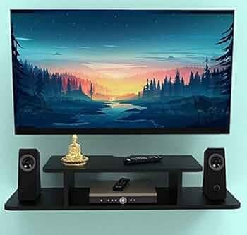 OVI Group Home Theatre System with Wall Art, Soundbar, Speakers, and TV Stand Black