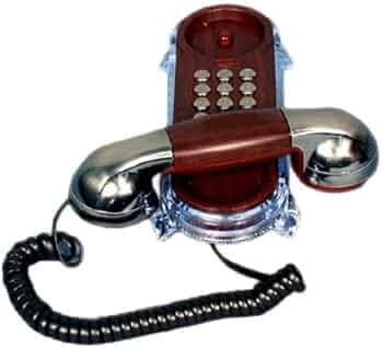 Classic Wood Grain Corded Phone - Reliable Landline Telephone with Caller ID Functionality - Antique Style Desktop Wired Phone for Home Office Use (1 Pcs)