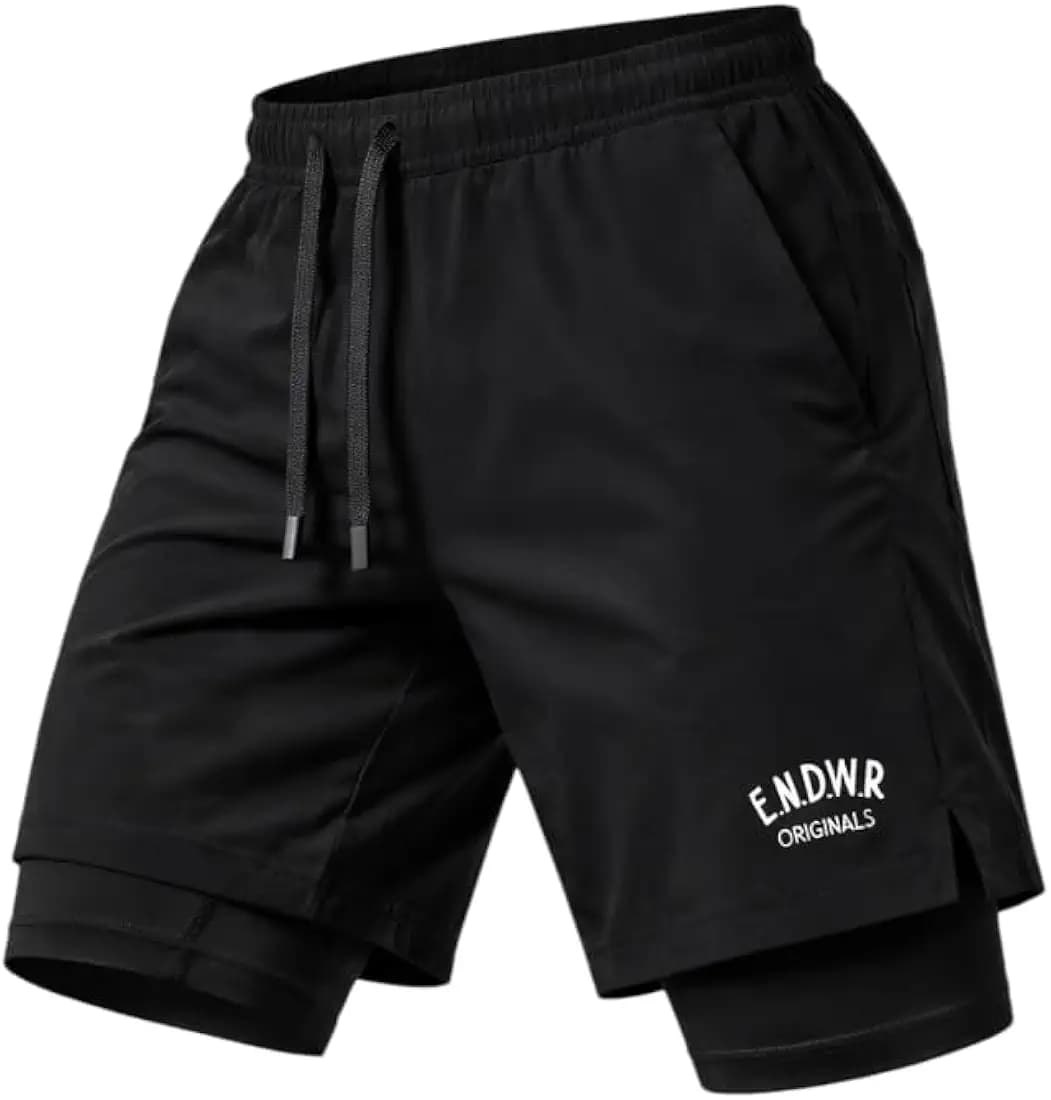 ENDEAVOUR WEAR 2 in 1 Active Dual Shorts for Men with Inner Lining for Sports Running Gym