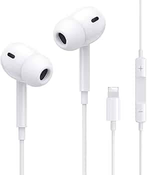 Jxrev Wired Earbuds with Microphone - Stereo in-Ear in Ear Headphones Compatible for iPhone 7/8/X/XS/XR/11/12/13/14 Pro, iPad - Noise-Isolating, Stereo Sound, White (B85)