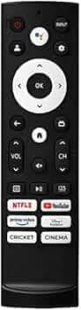 UNIPLUS Replacement Remote for VU Cinema GloLED 4K Google/Android TV, Non-Voice, No Bluetooth, with OTT Hotkeys for Hotstar and Prime