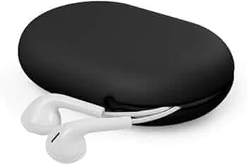 INOVERA (LABEL) Wire Earphones Case Pouch - Small Data Cable Storage Holder Organizer Cover - Travel Silicone Earphone Carrying Cases for USB Cables, Cords (Black)
