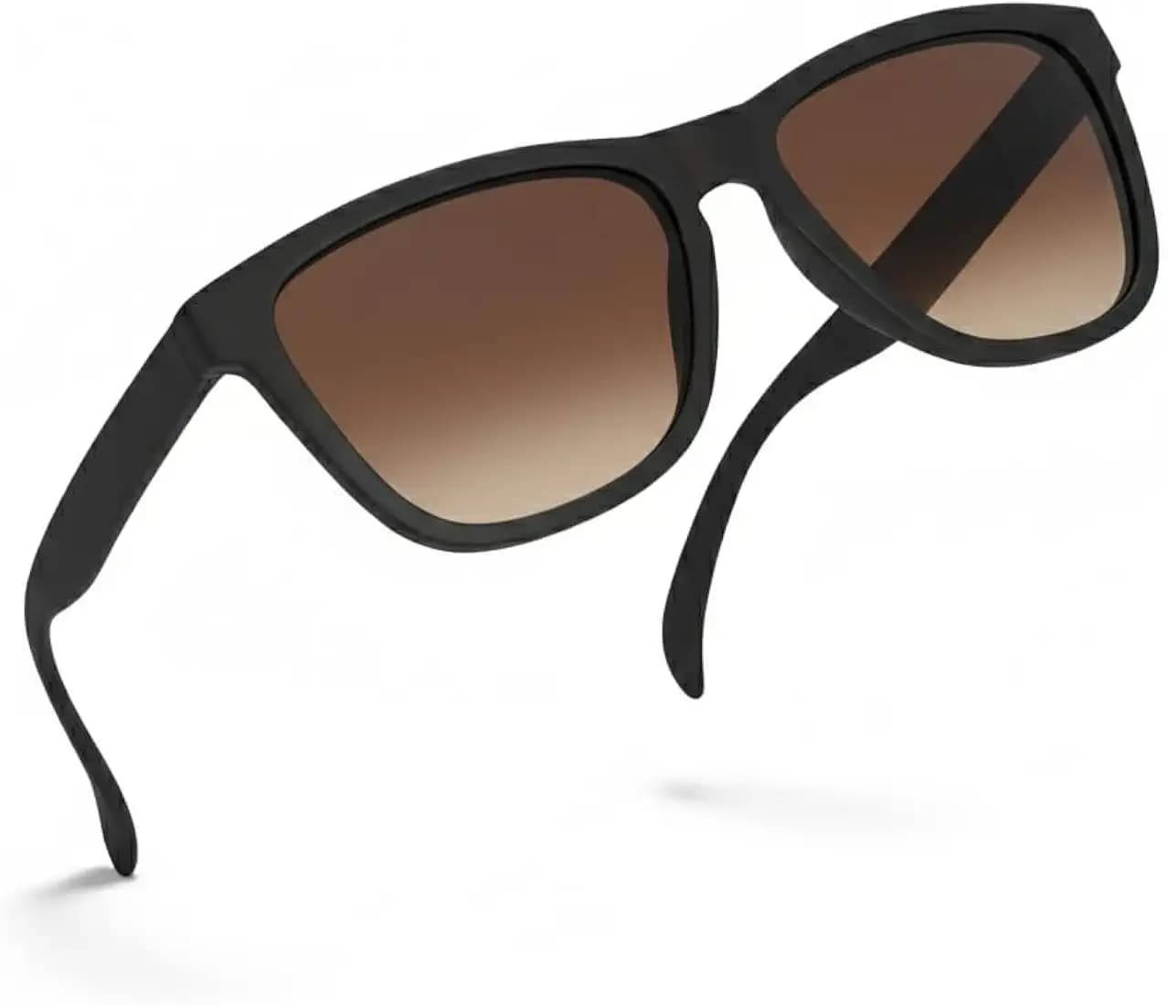 HAZON® Premium Rubber Coated UV400 Protected Goggles For Men | Cat Eye Stylish Sunglasses | Driving, Riding, Anti glare Glasses (CT_BKBR_55) (BROWN)