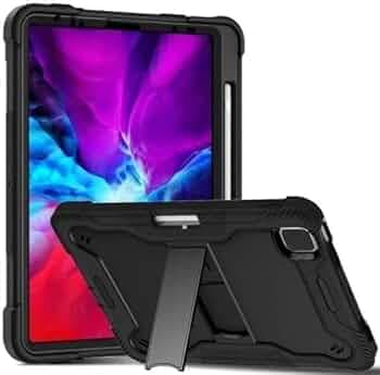 WHITBULL Rugged Shockproof Heavy Duty Back Case Cover Compatible with iPad Air 11 inch M3/M2 2025/2024, iPad Air 4th/5th/6th/7th Gen 2022/2020 10.9 Inch with S Pen Holder, Black