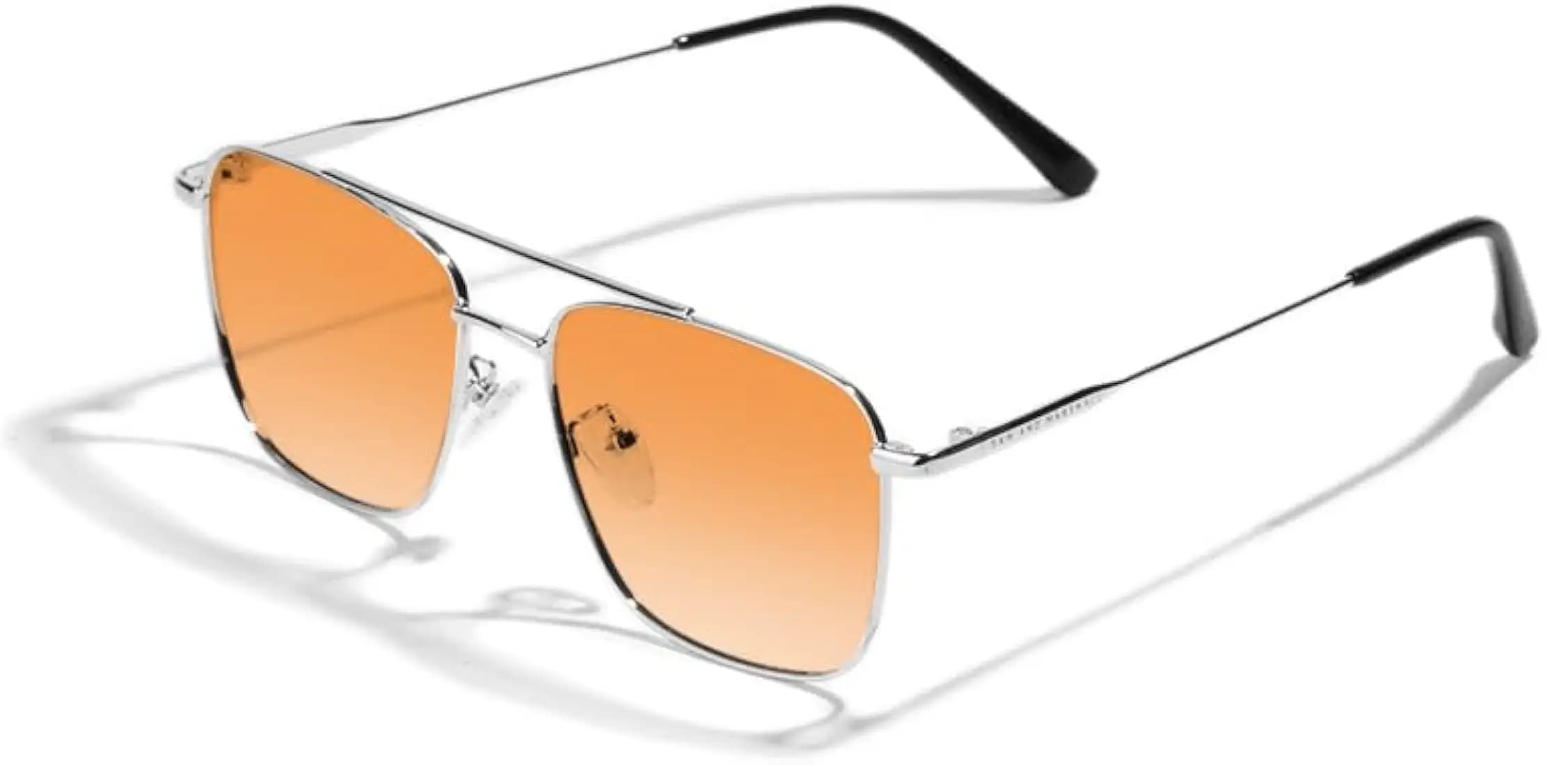 SAM AND MARSHALL VEIN Sunglass I 400% UV Protection I Metal Sunglass I Square Sunglass I Double Bar I Unisex