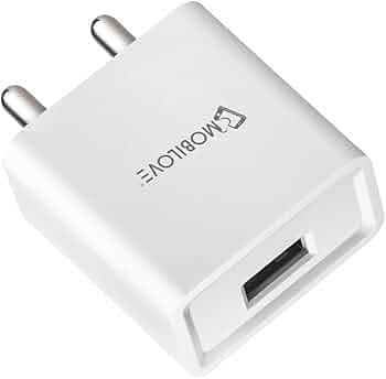 MOBILOVE 2.1A 10W Fast Charging USB Port Wall Charger Compatible for Samsung, iPhone, Realme, Xiaomi and Other USB Port Devices (White, Without Cable)