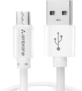 Ambrane 2.4A Fast Charging Output USB Cable with Micro to USB for Mobile, Neckband, True Wireless Earphone Charging, 480mbps Data Sync Speed, 1m Length (ACM - AZ1, White)