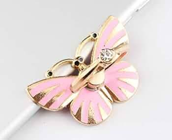Phone Ring Finger Grip, KolorFish [Colorful Butterfly] Luxury Wing Shape Universal Mobile Holder, 360° Rotation/3D Ring Finger Grip for iPhone iPad Samsung LG HTC Nokia Huawei Tablet (Pink)