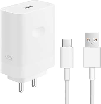 80W SUPERVOOC Fast Charger Compatible with Oppo Smartphones | Supports Dart, Dash, Warp, Vooc | for OnePlus, Realme, Xiaomi, iQOO & Samsung | Safe & Universal Charging (Cable Included)