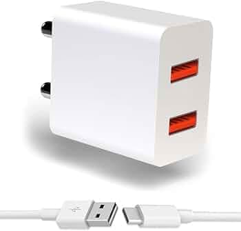 Dual Port Charger for Razer Edge 5G Charger Original Adapter Like Android Mobile Fast USB Wall Charger with 1 Meter USB Type C Charging Data Cable (3.4 Amp, TED51, White)