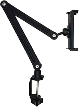 Tablet and Mobile Holder Clamp Mount for iPad & Android 4-13 Inch, 360° Rotating Adjustable iPad Holder with Aluminum Long Arm, No-Drill Desk Clamp Tablet Mount for Bed, Kitchen, Office