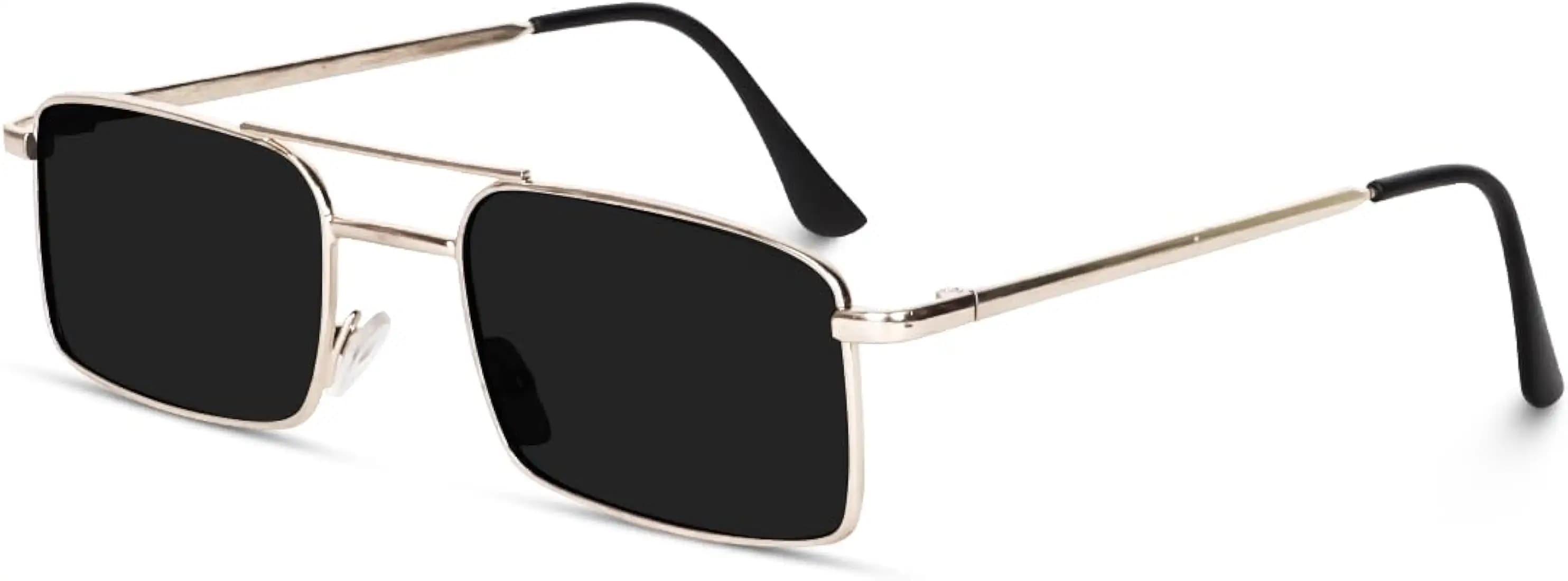 Black Retro Square Sunglasses/Goggles For Men's and Women's UV Protected-Pack of 1 -Metal Frame