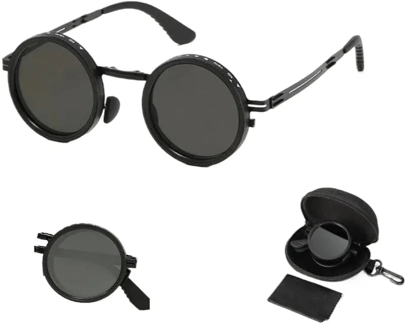 CBEX Adjustable Tint Round Sunglasses for Unisex, 1-9 Gear Adjustable Polarization with ND Filter Stylish Sunglasses