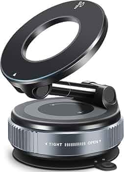 Magnetic Phone Holder Stand Upgraded Vacuum Suction Cup Mount with 360° Swivel Lock | Compatible with | for Car, Gym, Mirror, Kitchen & Smooth Surfaces