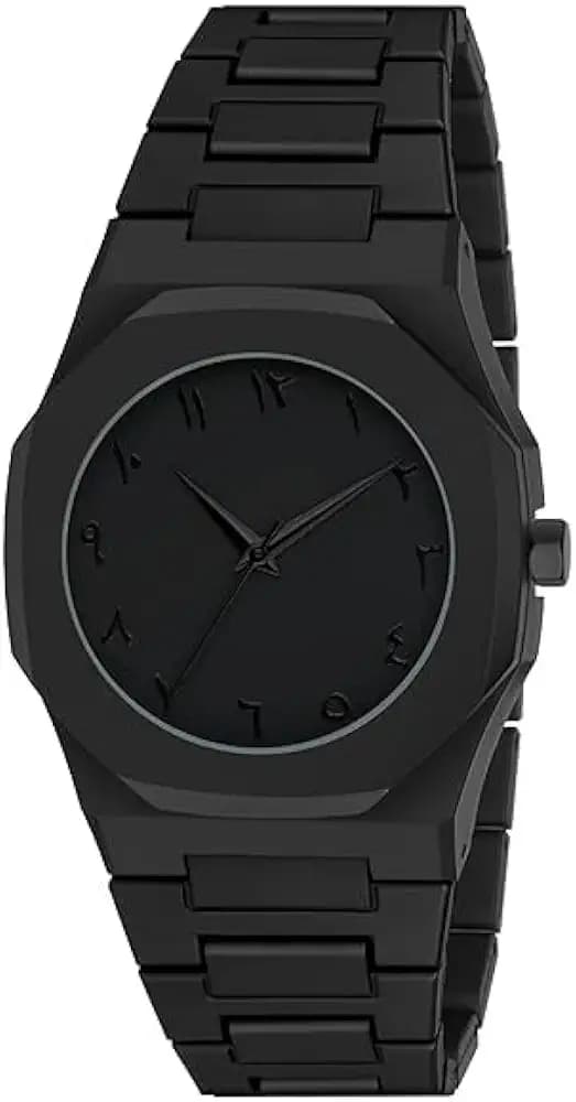 Arabian Aura Matte Black Analog Watch for Men and Boys – Stylish Octagonal Case with Bold Arabic Numerals, Lightweight Polycarbonate Strap with Silicone Finish, Reliable Japanese Quartz Movement – Ideal Anniversary or Valentine's Day Gift for Him