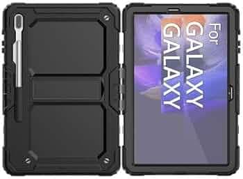 Rugged Shockproof Heavy Duty Back Case Cover for Samsung Galaxy Tab S9 FE Plus/Samsung Galaxy Tab S9 FE+ (12.4 Inch, 2023 Modal) with S Pen Holder, Black
