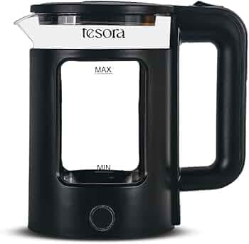 Tesora Electric Glass Kettle | Borosilicate Glass Body with Cool Touch PP Sleeve |1.5 Liter Capacity | 1350 Watts | Overheating & Boil Dry Protection | Black | 1 Year Warranty by Tesora