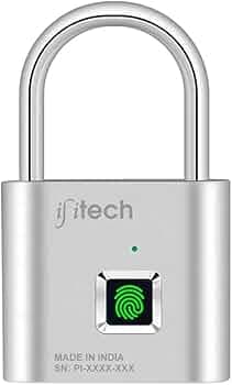 IFITech Smart Fingerprint Padlock, Biometric Keyless Lock with 20 Fingerprint Storage, Rechargeable Password-Free Security Lock for Gym & School Lockers, Luggage, Home, Office (Small - Silver)