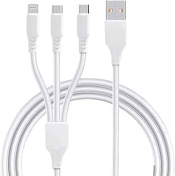 3 in 1 Cable For Nokia X2-02 Original Quick Charge Cable Speed Upto 3.1 Amp Micro, iOS, Type-C, Devices Mobile Tablet PC Laptop Android Smartphone with 1.2m - (White, HC.A)