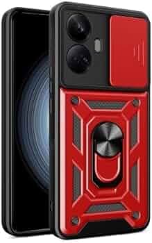 Case for Realme 10 Pro Plus 5G Case with Rotatable Kickstand Phone Grip, TPU Magnetic Phone Case with Sliding Camera Cover Anti-Scratch Phone Case for Realme 10 Pro Plus 5G Blue