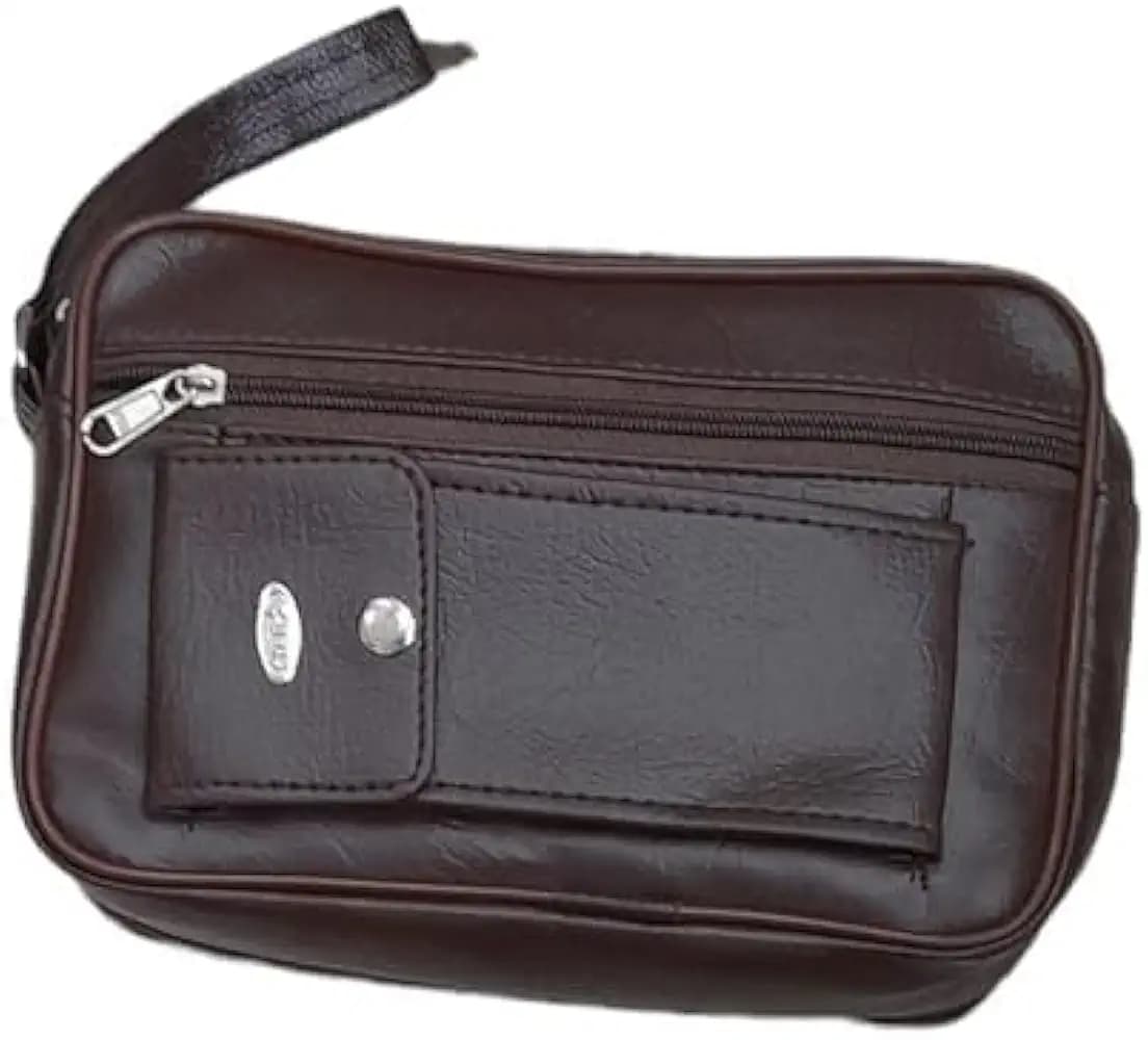 Men's Genuine Leather Cash Money Carrying Multipurpose travel Pouch Big Wrist Clutch Business Handbag Sling Shop Document Carry Bag