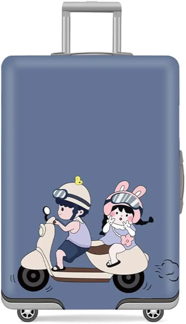 Dash Designs Luggage Covers Trolley Bag Covers Made of 300 gm Elastic Material Durable Washable Dust Proof Anti-Scratch Suitcase Travel Bags Cover for Luggage - Small (18-21) inch - Two Wheel Love