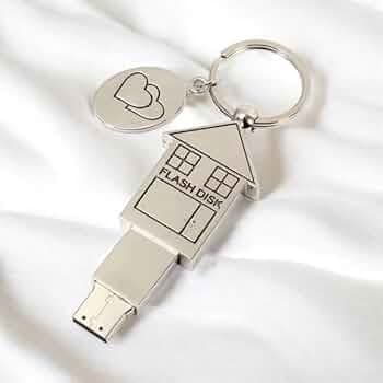 House Shape USB Flash Drives, 4GB-128GB, Upto 12Mbps, 2.0, Metal Body, Keychain Pen Drive, Gifting Flash Drives. (8, GB)
